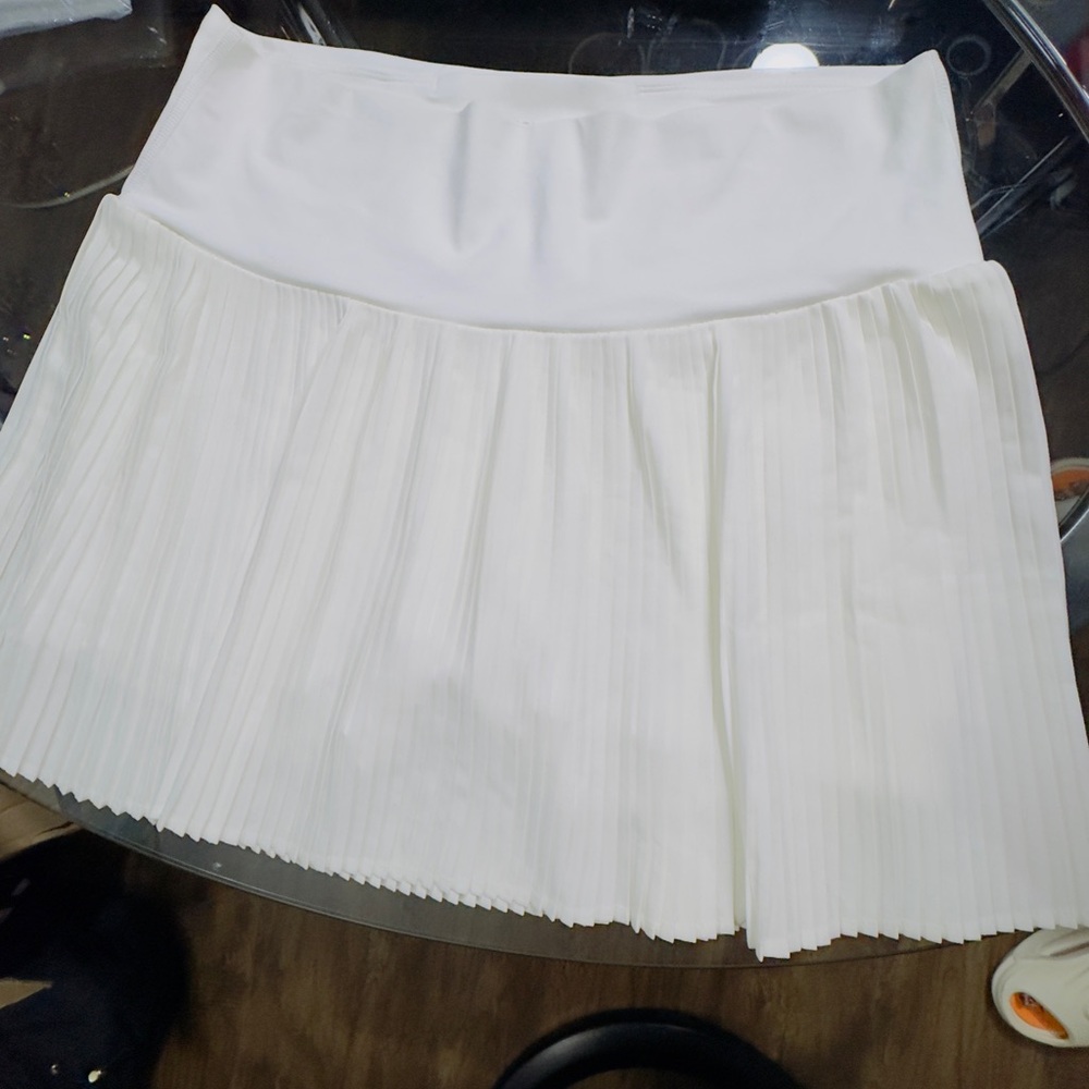 Elegant White Pleated Skater Skirt